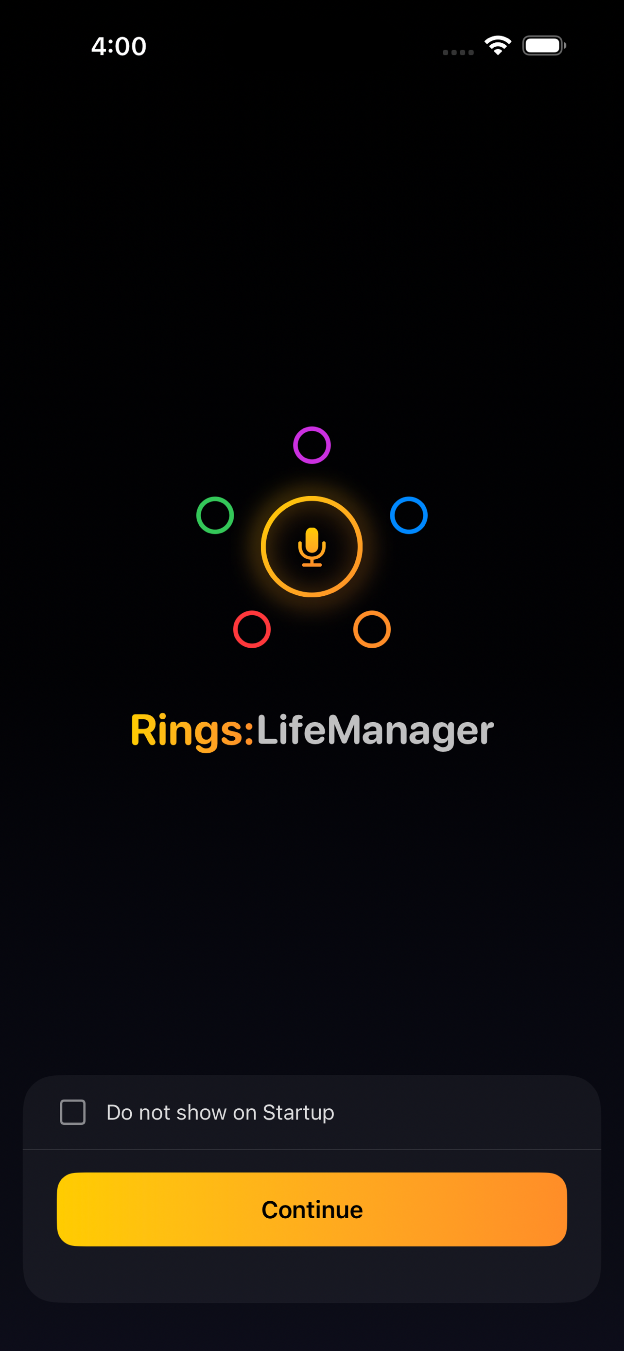 Rings:LifeManager Splash Screen